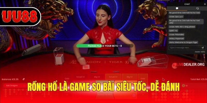 Rồng hổ là game so bài siêu tốc, dễ đánh